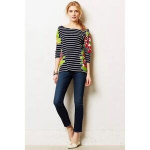 Pilcro and the Letterpress Stet Slim Crop Jeans Dark Wash Split Hem Size 27